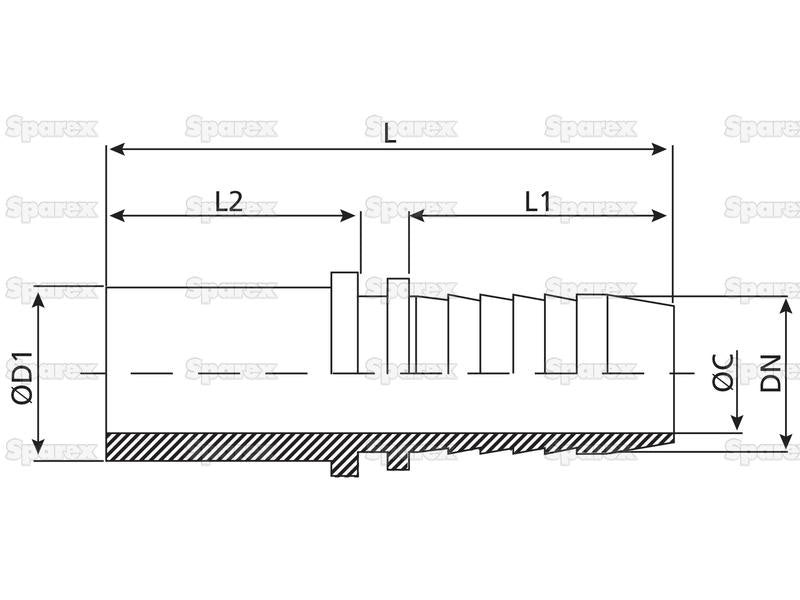 Dicsa Inserção de mangueira 5/16'' x M12 Ø (12S) Direito (S.116813)