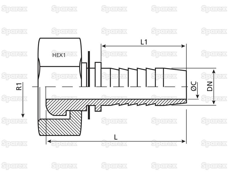 Dicsa Métrica 24°/60° Racord 5/16'' x M16 x 1.5 (10L) Rosca Fêmea Straight Swivel (S.116872)