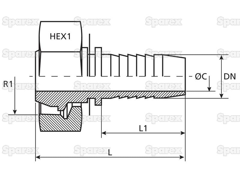 Dicsa Métrica (French Gas) 24° Racord 5/16'' x M24 x 1.5 Rosca Fêmea Straight Swivel (S.116897)