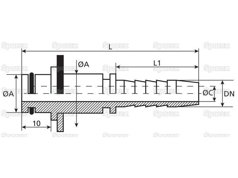 Dicsa Métrica (Karcher) Inserção de mangueira 1/4'' x Rosca Fêmea Straight Swivel Cone Overlay (S.116919)