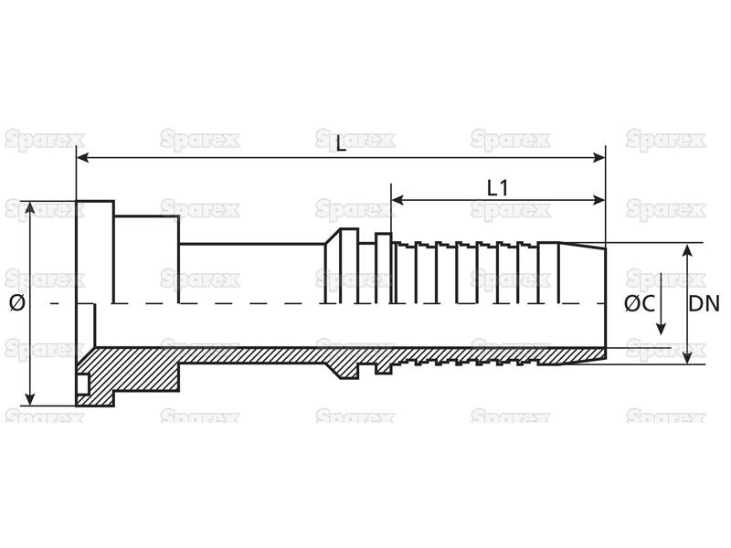 Dicsa 1'' x 44.5mm Straight Flange (3000psi) (S.116931)