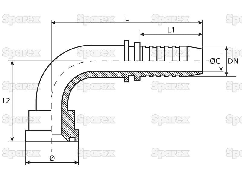 Dicsa Flange 1/2'' x 30.2mm 90° Swept Flange (3000psi) (S.116940)