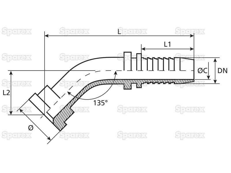 Dicsa 1/2'' x 41.3mm 135° Swept Flange (6000psi) (S.116956)