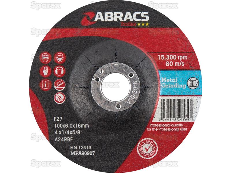 Disco de lixar para metal 100mm x 6mm x 16mm A24RBF (S.11745)