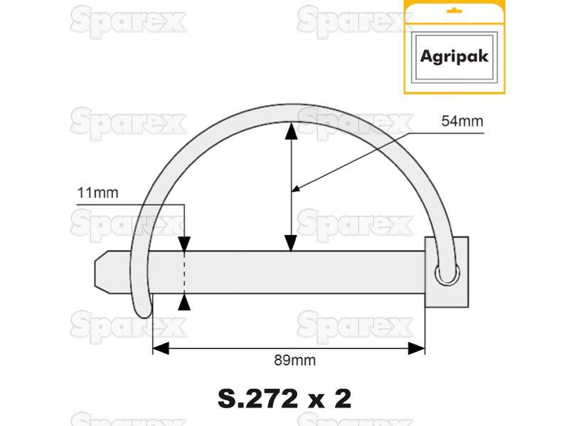 Cavilha Ø11mm x 89mm (2 un Agripak) (S.11882)