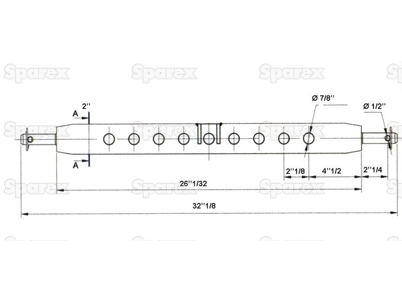 Estrutura de reboque de tres pontos (Cat. 1) Número de furos: 9, 775mm. (S.119468)