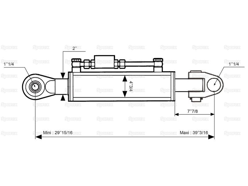 3ºs Pontos Hidraulicos (Cat.3/3) Articulação e Olhal, Diametro interno Cilindro: 120mm, Comprimento minimo : 760mm. (S.119712)