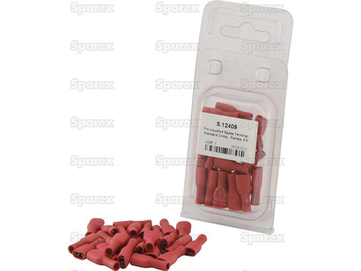 Terminal, Aperto Standard - Fêmea, 6.3mm, Vermelho (0.5 - 1.5mm) (Agripak 25 un) (S.12409)