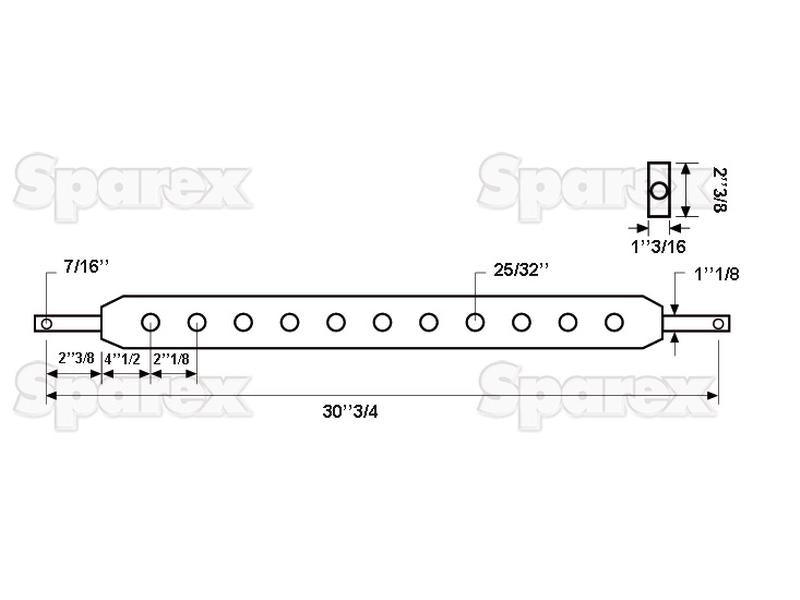 Barra estabilizadora (Cat. 2) Número de furos: 9, 781mm (S.124)