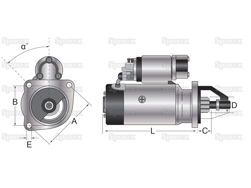 Motor de Arranque - 12V, 3.2Quilowatts, Engrenagem redutora (Mahle) (S.127871)