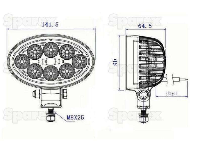 LED Farol, CISPR 25: Class 3, 1600 Lumens, 10-30V (S.129486)