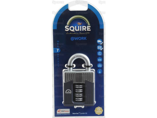 Squire 55 COMBI Warrior Combination Padlock, Largura da estrutura em: 55mm (Classificação de segurança: 7) (S.129876)