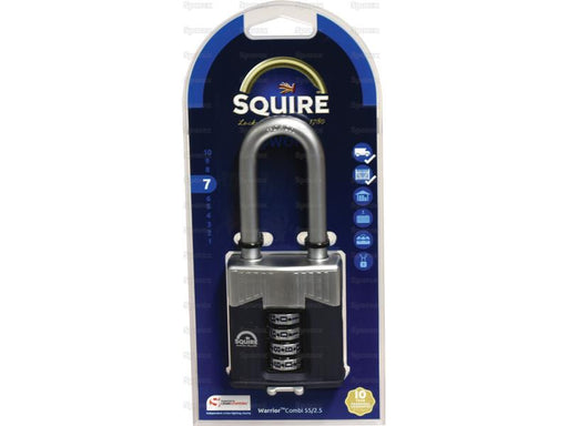 Squire 55/2.5 COMBI Warrior Combination Padlock, Largura da estrutura em: 55mm (Classificação de segurança: 7) (S.129878)