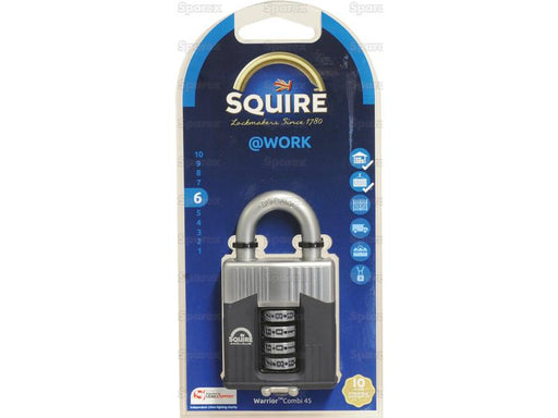 Squire 45 COMBI Warrior Combination Padlock, Largura da estrutura em: 45mm (Classificação de segurança: 6) (S.129882)