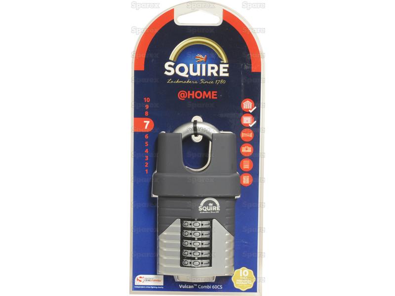 Squire 60CS COMBI Vulcan Combination Padlock, Largura da estrutura em: 60mm (Classificação de segurança: 7) (S.129891)