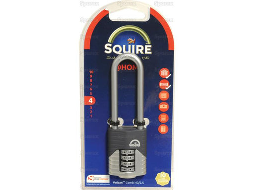 Squire 40/2.5 COMBI Vulcan Combination Padlock, Largura da estrutura em: 40mm (Classificação de segurança: 4) (S.129906)