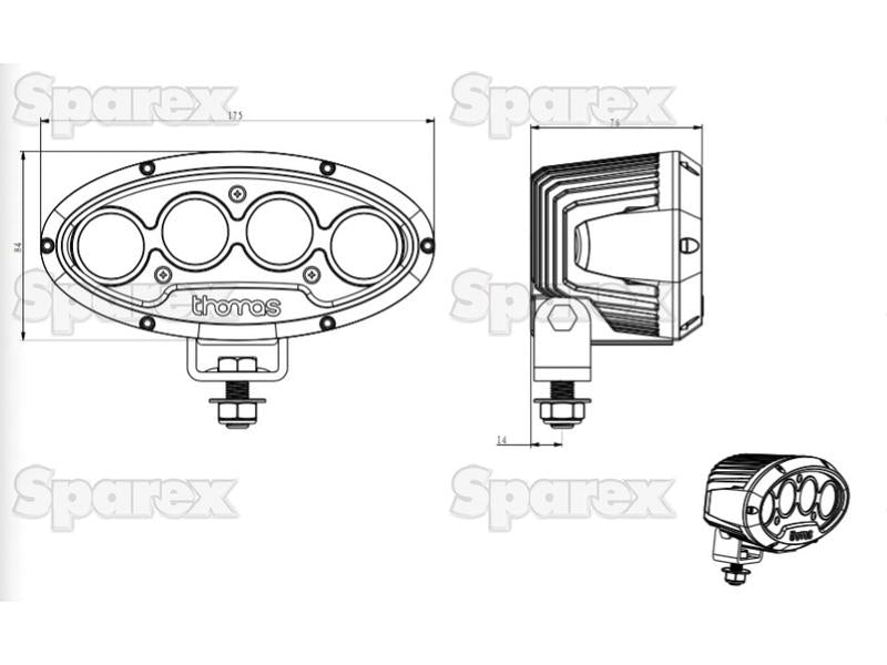 LED Farol (Cree Alta Potencia), CISPR 25: Class 3, 7000 Lumens, 10-60V (S.130025)