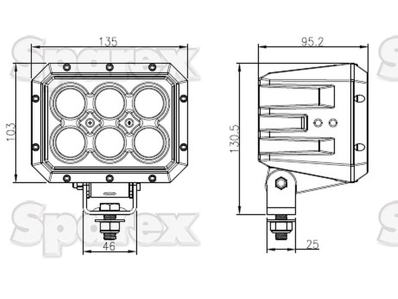 LED Farol (Cree Alta Potencia), CISPR 25: Class 3, 10000 Lumens, 10-60V (S.130029)