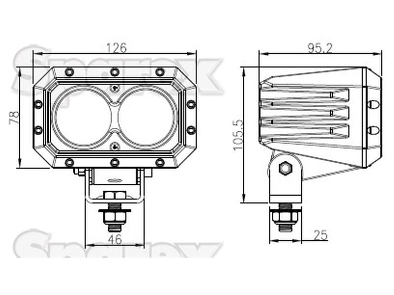 LED Farol (Cree Alta Potencia), CISPR 25: Class 3, 6000 Lumens, 10-60V (S.130030)