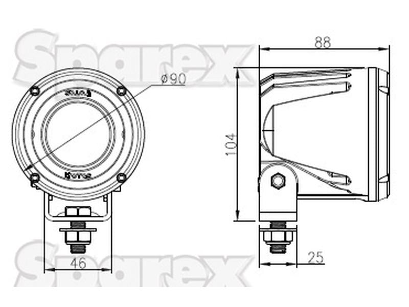 LED Farol (Cree Alta Potencia), CISPR 25: Class 3, 3000 Lumens, 10-60V (S.130032)