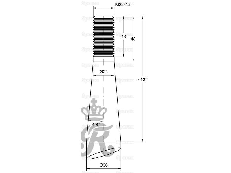 Bico - 600mm, Tamanho da rosca: M22 x 1.50 (H - fluted) (S.130800)