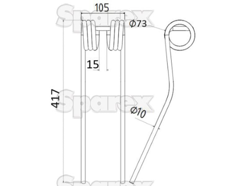 Mola Comprimento:417mm, Largura:105mm, Ø10mm - Acessorios para Krone (S.132534)