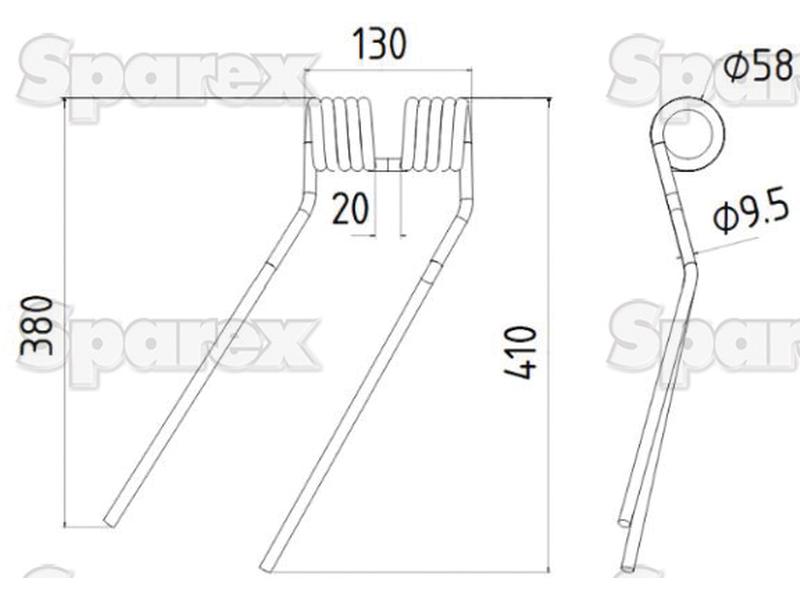 Mola - Esquerdo - Comprimento:410mm, Largura:130mm, Ø9.5mm - Acessorios para Niemeyer (S.132535)