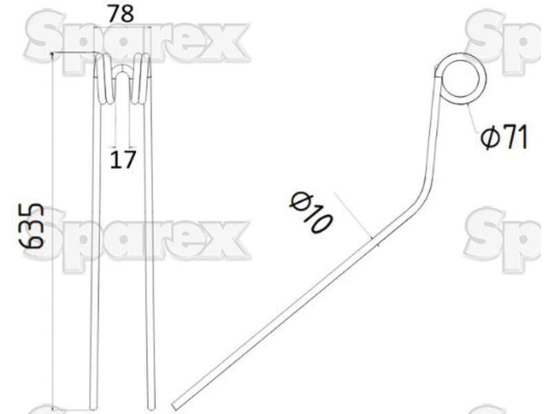 Mola Comprimento:635mm, Largura:78mm, Ø10mm - Acessorios para Krone (S.132539)