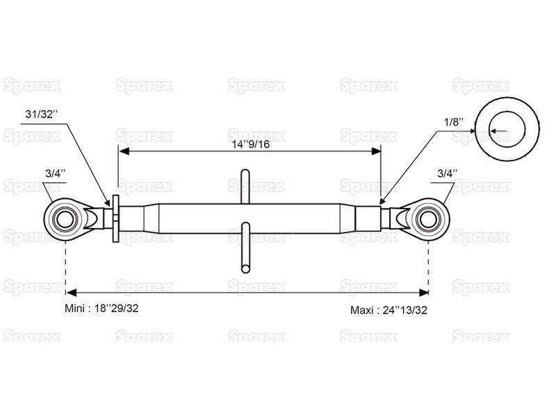 3º ponto (Cat.1/1) Olhal and Olhal, M24, Comprimento minimo: 485mm. (S.13278)