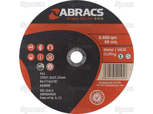 Disco de corte de metal Ø230 x 1.8 x 22.23mm A60TBF (S.13478)