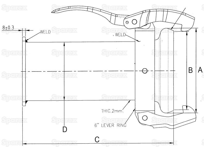 Acoplamento com brida - Curto - Fêmea 6'' (159mm) x (150mm) (galvanizado) (S.136623)