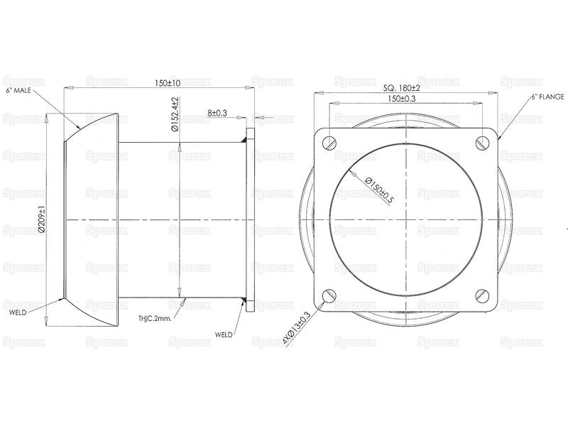 Acoplamento 6'' (159mm) x (150mm) (galvanizado) (S.136627)