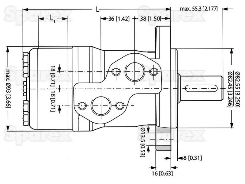 Danfoss Bomba hidráulica OMP160 160cc/rev com 25mm Cilíndrico Tipo de veio (S.137132)