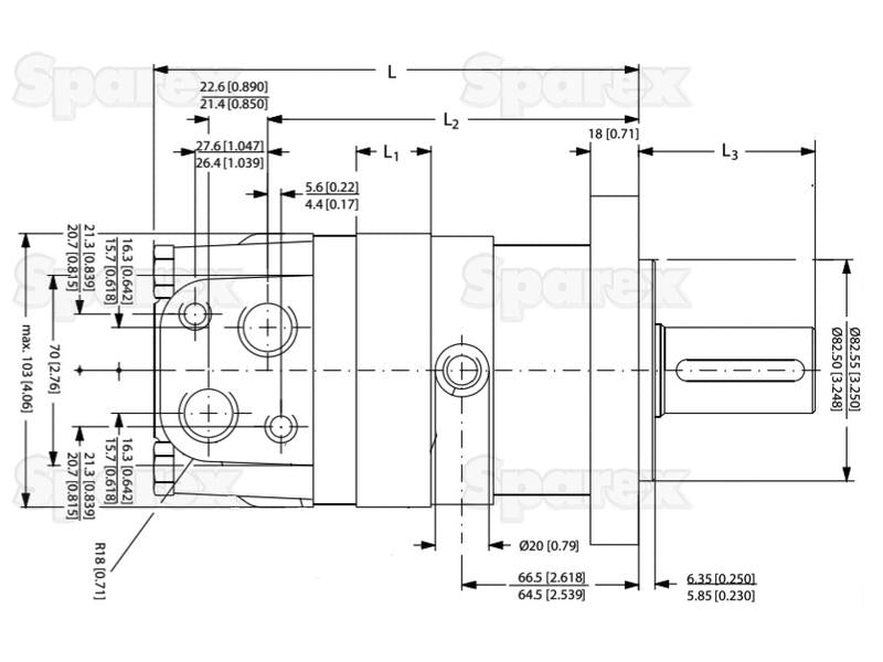 Danfoss Bomba hidráulica OMS250 250cc/rev com 32mm Cilíndrico Tipo de veio (S.137137)