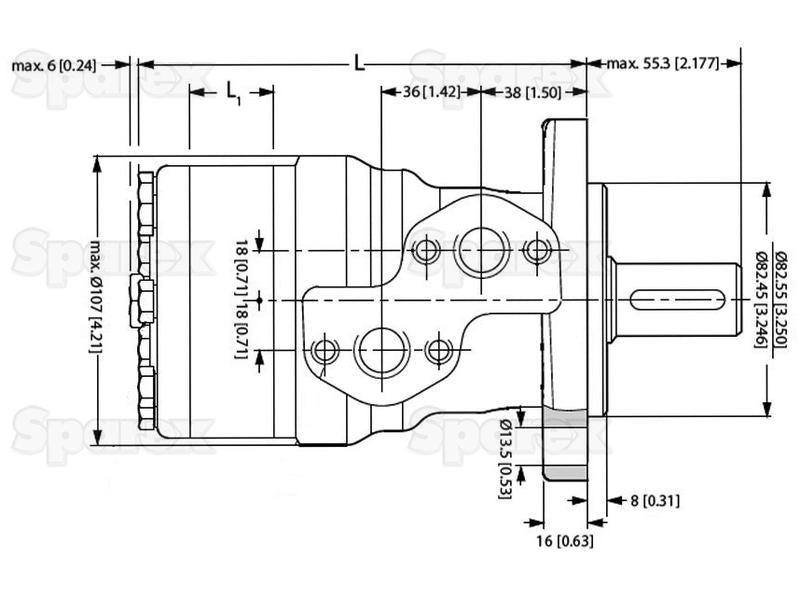 Danfoss Bomba hidráulica OMR80 80cc/rev com 25mm Cilíndrico Tipo de veio (S.137140)