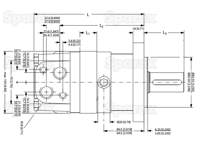 Trale Bomba hidráulica OMS80 80cc/rev com 32mm Cilíndrico Tipo de veio (S.137211)