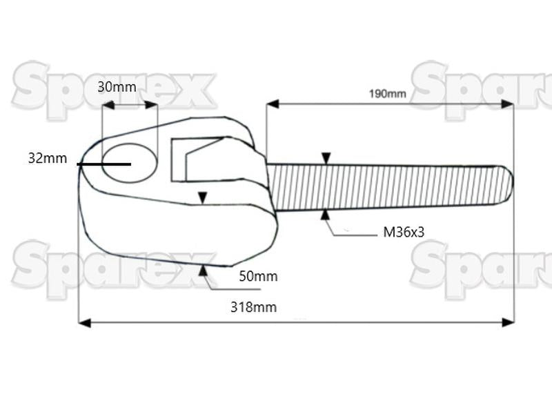 Articulação 3° ponto - Cat.30mm - Tamanho da rosca: M36x3 - Esquerdo (S.13988)