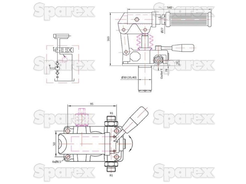 Bomba manual hidráulica - Double Acting, Deslocamento cm³: 12CC, Tank Capacity litres: 2 lts (S.140737)