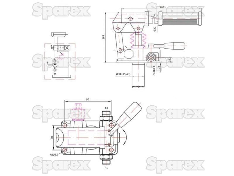 Bomba manual hidráulica - Double Acting, Deslocamento cm³: 25CC, Tank Capacity litres: 2 lts (S.140744)