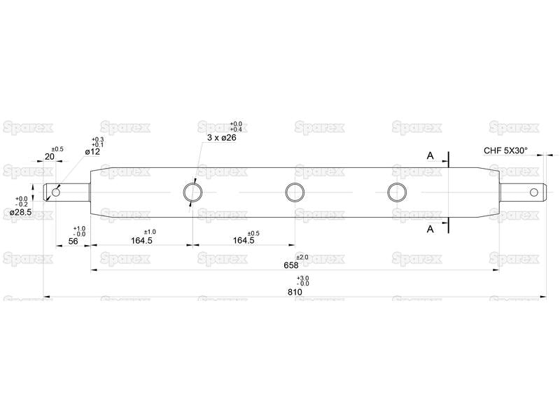 Estrutura de reboque de tres pontos (Cat. 2) Número de furos: 3, 770mm. (S.144791)