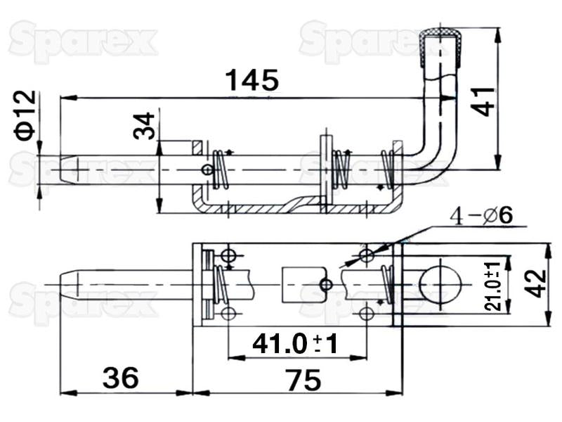 Fecho, Diâmetro do parafuso 13mm, Tamanho da placa: 75mm x 40mm (S.14506)