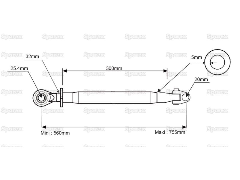 3º ponto (Cat.20mm/2) Comprimento minimo 560mm (S.14867)