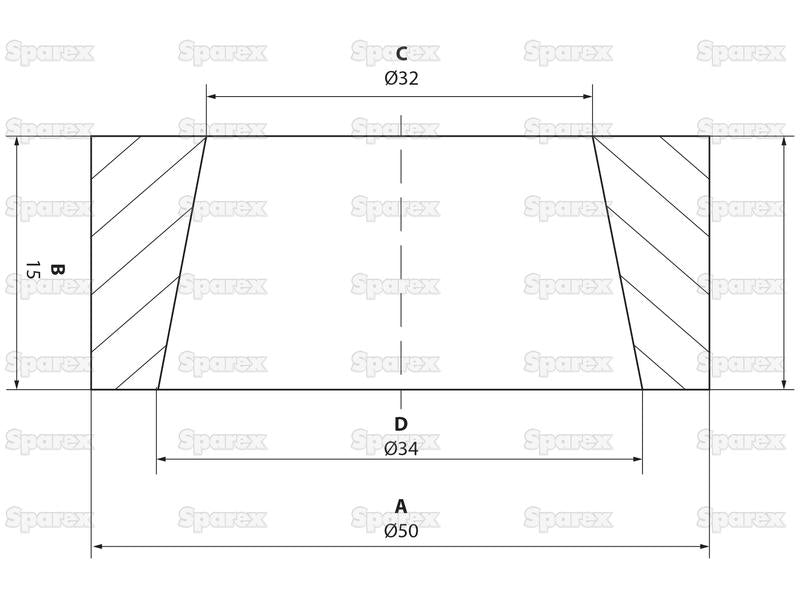 Casquilho bico do carregador frontal - Ø50 x 15mm (Ø32) (S.14901)