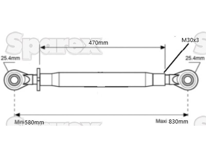 3º ponto (Cat.2/2) Olhal and Olhal, M30x3, Comprimento minimo: 580mm. (S.149632)