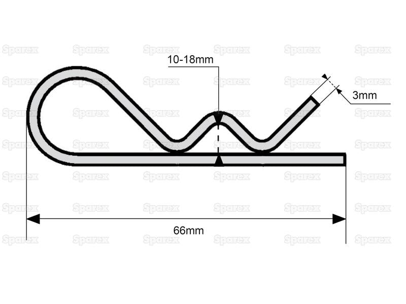 Cavilha tipo R Ø3mm x 64mm (S.14974)