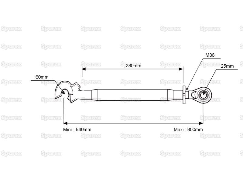 3º ponto (Cat.2/3) Comprimento minimo 640mm (S.150135)