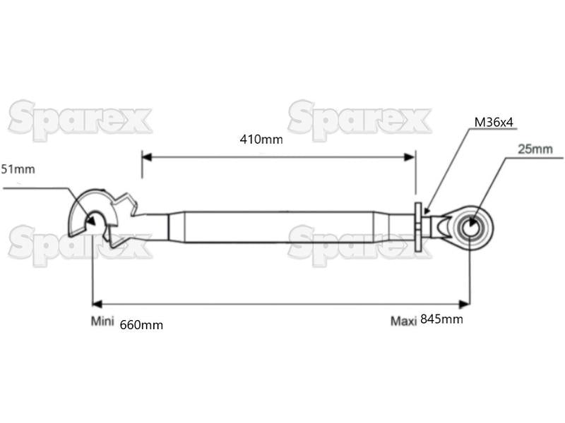 3º ponto (Cat.2/2) Comprimento minimo 660mm (S.150139)