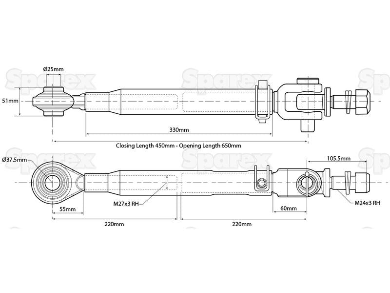 Estabilizador - Ball Size 25.4mm - Cavilha Ø24mm - Comprimento minimo: 450mm - M27x3 (S.150416)