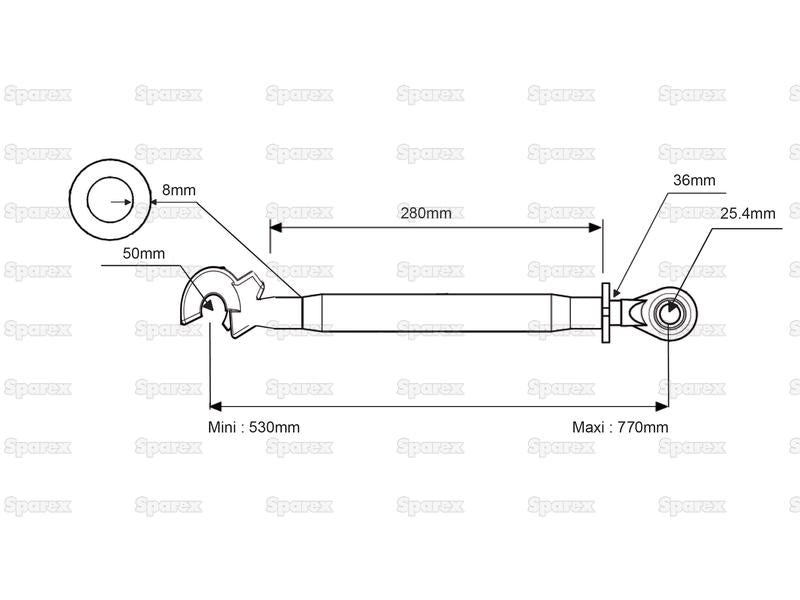 3º ponto (Cat.3/3) Comprimento minimo 530mm (S.150430)