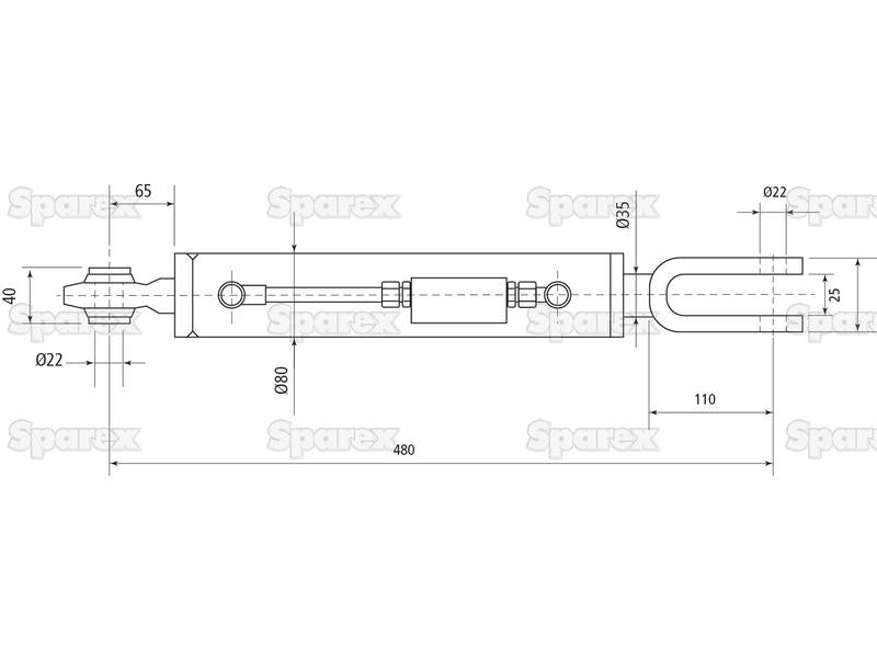 Braço Hidraulico (Fornecido com: Mangueiras), Comprimento minimo: 480mm, Diametro interno Cilindro: 70mm. (S.153731)